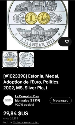 Estonia Medaglia commemorativa 1 Gennaio 2011 FS.