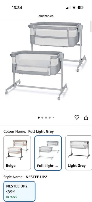 Cuna Colecho Kinderkraft NESTEE UP2 Gris