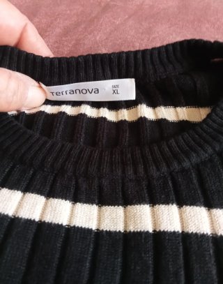 Maglione Terranova donna righe bianche nere