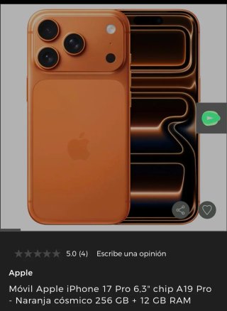 iPhone 17 Pro 6,3 Naranja Cósmico 256GB