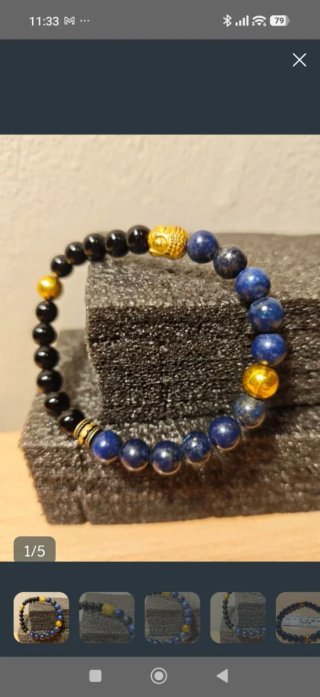 Pulsera budista unisex cuentas negras y azules