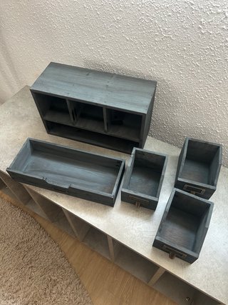 Organizador Escritorio Madera Cajones Metálicos
