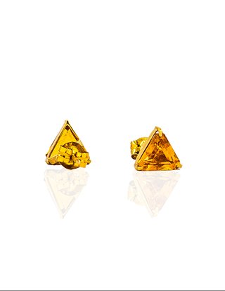 Pendientes de Botón Ámbar Triangular oro 18k 16684