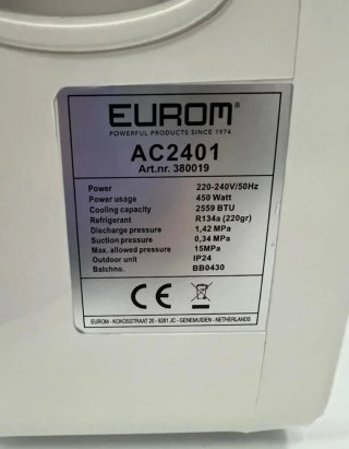 Aire Acondicionado Eurom AC2401