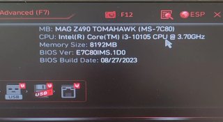 Torre PC Z490 Tomahawk i3 10105 8GB RAM