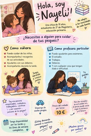 Servicio de niñera y de clases particulares