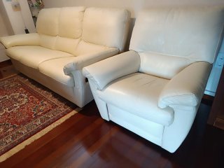 Sofá modular de piel beige