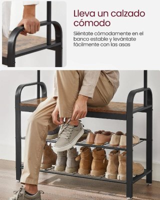 VASAGLE Perchero Zapatero, 4 en 1, 9 Ganchos