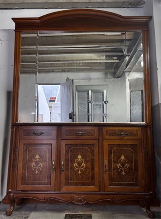 Mueble Aparador/Recibidor Antiguo Madera y Cristal