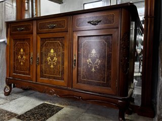 Mueble Aparador/Recibidor Antiguo Madera y Cristal