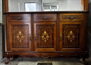 Mueble Aparador/Recibidor Antiguo Madera y Cristal