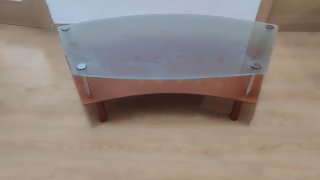 Mesa auxiliar cristal y madera