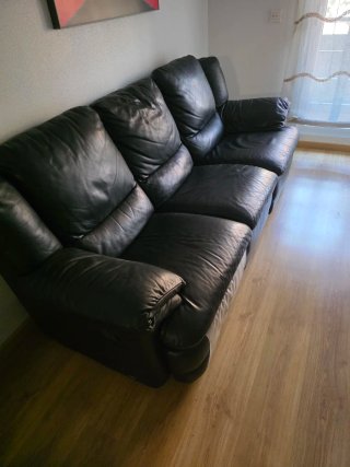Sofá de cuero Natuzzi negro