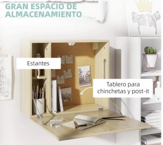 Escritorio Flotante con Estantes