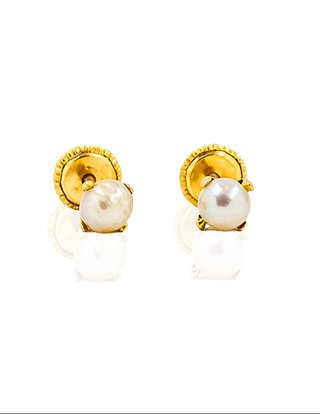 Pendientes de Bebé con Perla y Oro 18k - 16658