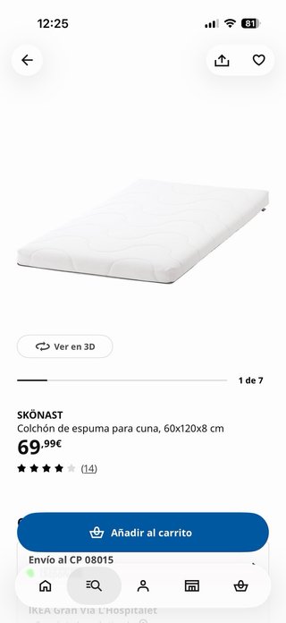 Colchón de Cuna Ikea SKONAST 120x60