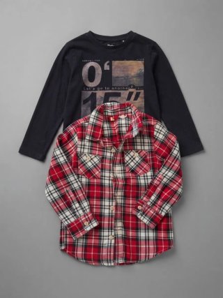 Conjunto Camiseta y Camisa Manga Larga Niño 3 Años