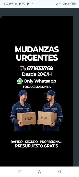 Servicio de Mudanzas Urgentes en Cataluña