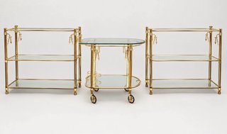 Estanterías y carrito cristal dorado