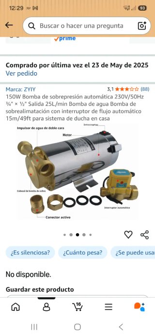 Bomba Elevadora de Agua Automática 15G-15