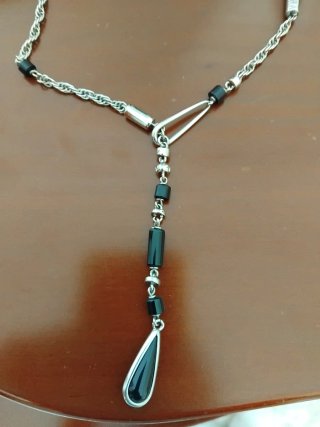 Collana Ginevra Bronzo Agata Nera Cristal