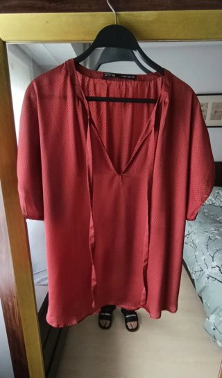 Camisa Zara Basic Roja Talla M