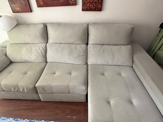Chaiselongue tela beige con almacenaje