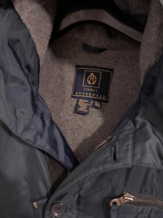 Parka Zara Azul Talla XL con forro polar