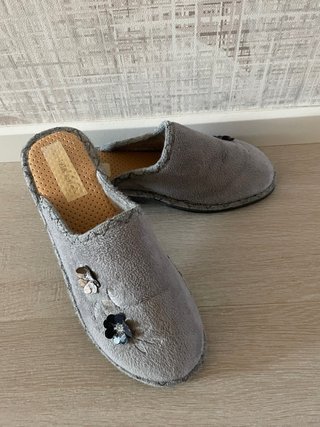 Pantofole donna Patrizia grigie con fiori