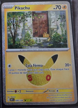 Pack de 4 Cartas Pokémon Pikachu 30 Aniversario