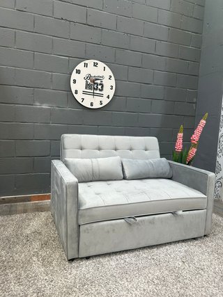 Sofá Cama Gris 133cm Terciopelo