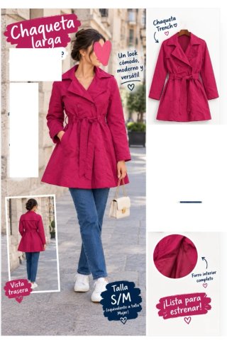 Gabardina / trench rosa fucsia talla S