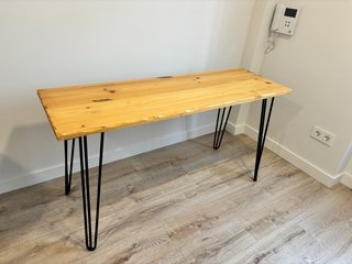 Escritorio madera patas metal negro