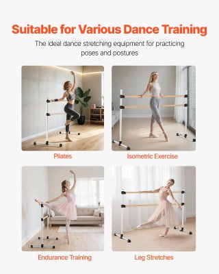 Barra de ballet doble de madera de haya para uso d