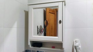 Armario baño espejo IKEA blanco madera