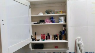 Armario baño espejo IKEA blanco madera
