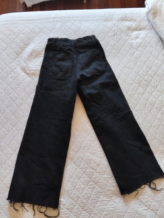 Zara Jeans Negros Tiro Alto Wide Leg