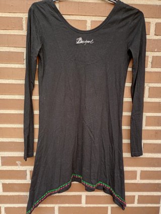 Vestido Desigual Negro con Estampado