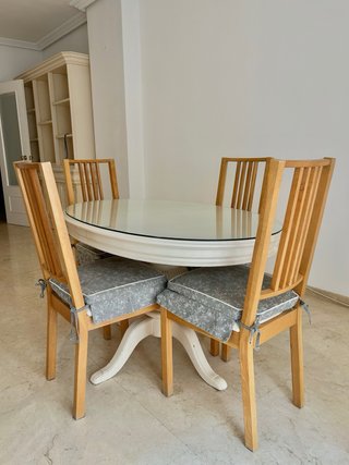 Mesa redonda comedor de caoba pintada a mano - ext