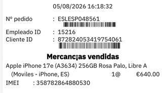 iPhone 17 Rosa 256GB