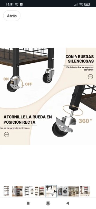 Carro Mueble Auxiliar con Ruedas