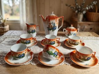 Juego de café antiguo de porcelana