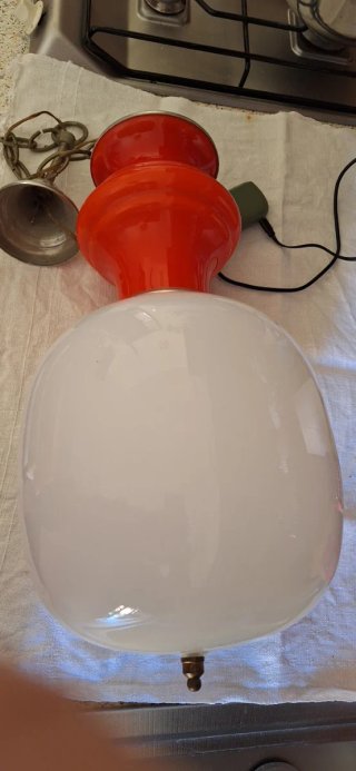 Lampadario vintage anni '50-'60 vetro e metallo