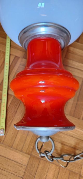 Lampadario vintage anni '50-'60 vetro e metallo
