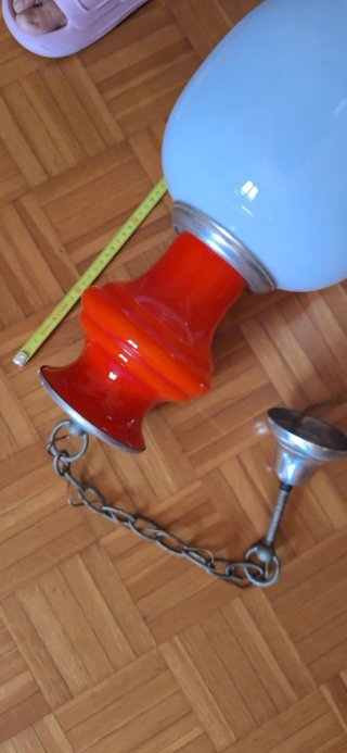 Lampadario vintage anni '50-'60 vetro e metallo