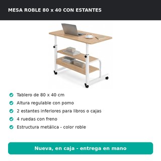 Tavolo da scrivania 80x40 con ruote e ripiano