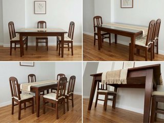 Mesa comedor madera maciza con sillas