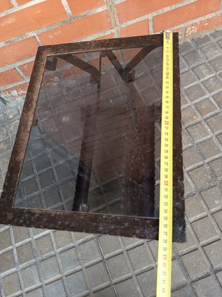 Tavolo ausiliario in ferro e vetro