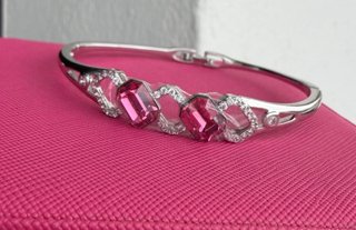 Pulsera Oro Blanco Laminado 14k Rosa