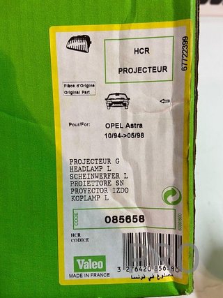 Opel astra F faro del izqd ref: 085658